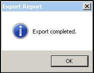 Export completed popup